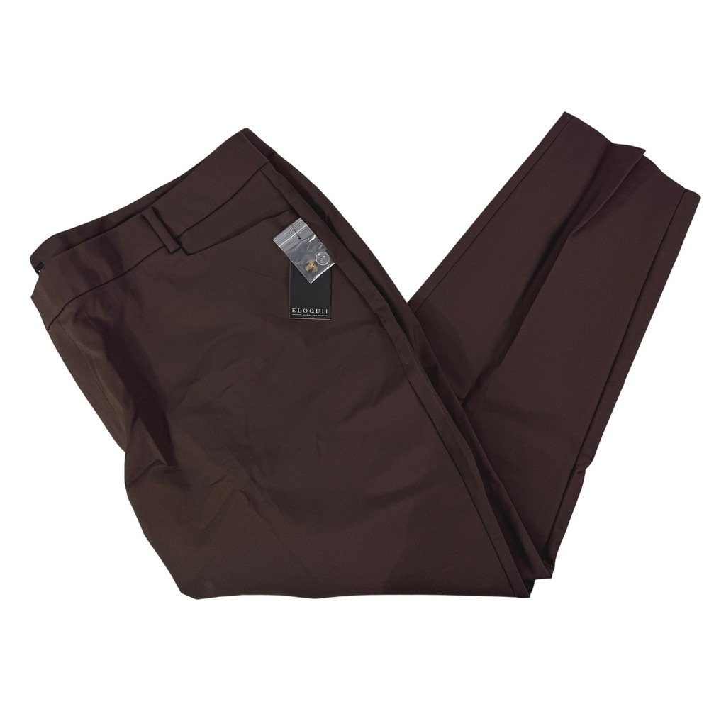 Eloquii Kady Fit‎ Brown Tailored Dress Pants Trousers 26R NWT